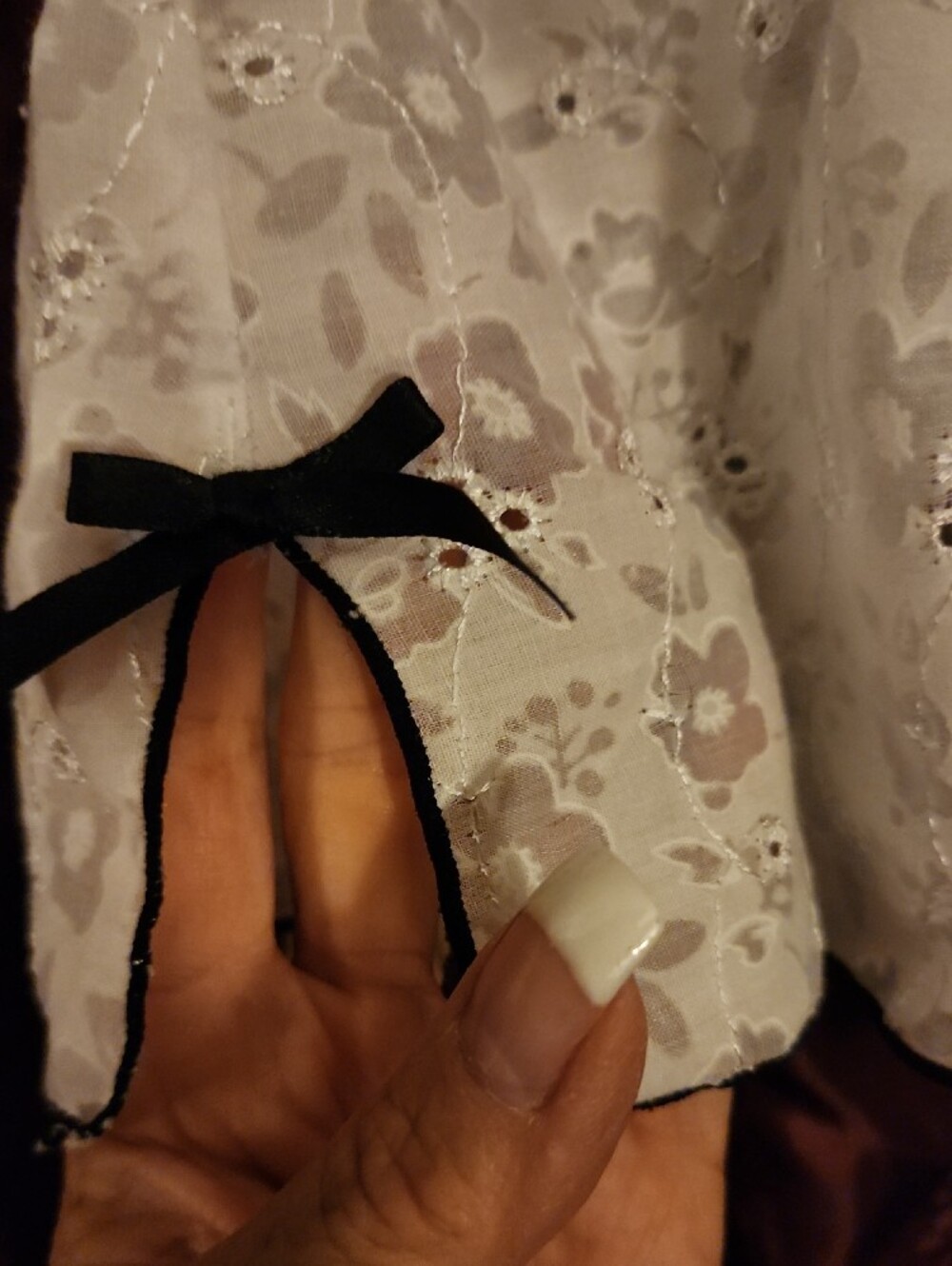 sophie b. White Eyelet Chemise with Black Ribbon Detail - Picture 5 of 7